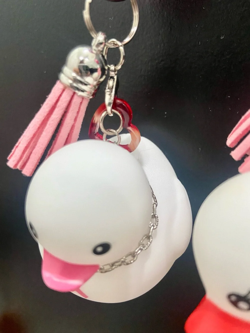 Set of 2 Breast Cancer Awareness duck bag clips/keychain-Handmade-New